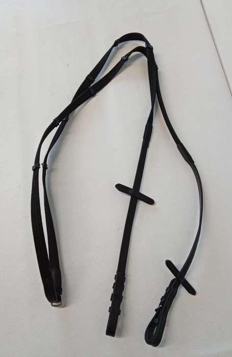 Capastru ghidare cai, Covalliero cu capete din piele, negru, 280x20mm [2]