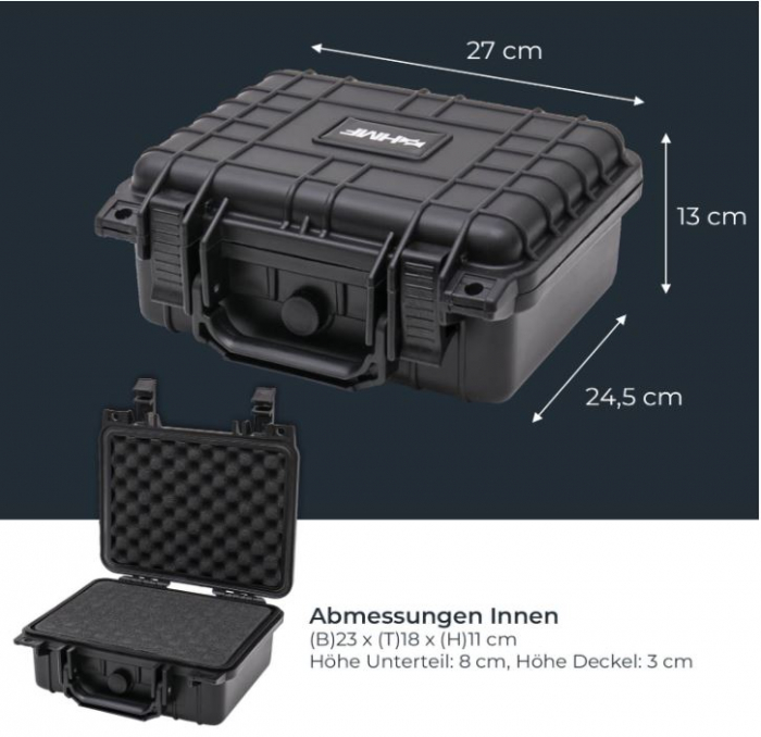 Carcasa de exterior pentru aparat foto HMF ODK100, cu spuma, negru, 27 x 24.5 x 13 cm [3]