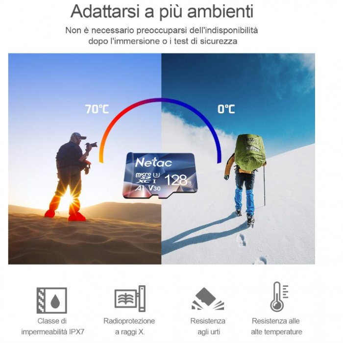 Card de memorie Micro SD Netac 128Gb, A1, U3, C10, V30, 4K, 667X, UHS-I Viteză de până la 100/30 MB/s (R/W) [5]