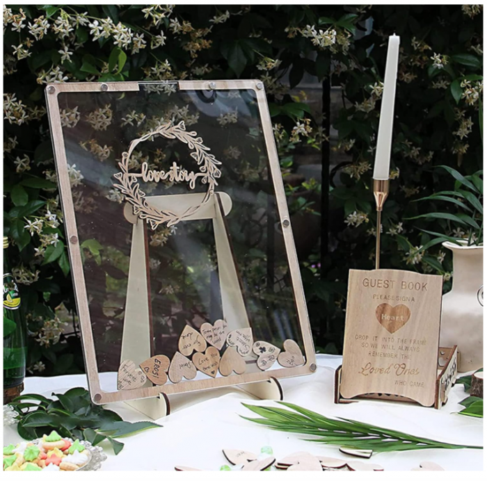 Carte de oaspeți pentru nuntă pentru semnături BOFUNX + 69 inimioare [9]