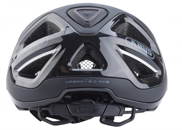 Cască de bicicletă ABUS Urban-I 3.0 ACE cu lumină LED spate, vizor extins și închidere magnetică, unisex, negru, mărimea M (52-58cm) [9]