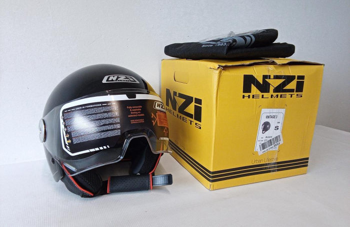 Casca Moto NZI Vintage 3,unisex pentru adulți, neagra, S 55-56 cm [2]