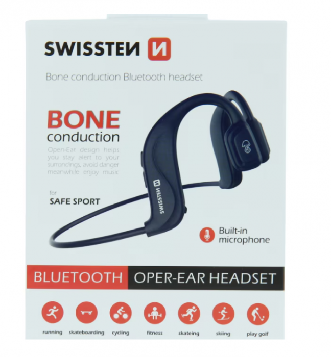 Casti bluetooth Swissten Bone Conduction, Blue [4]