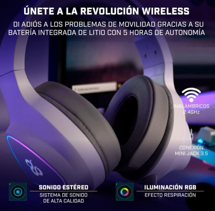 Casti de gaming fara fir Newskill Seth Ivory, RGB, alb [8]