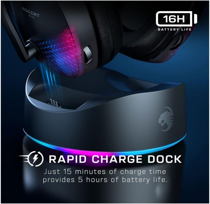 Casti de gaming Roccat Syn Max Air, Wireless, RGB, negru [7]