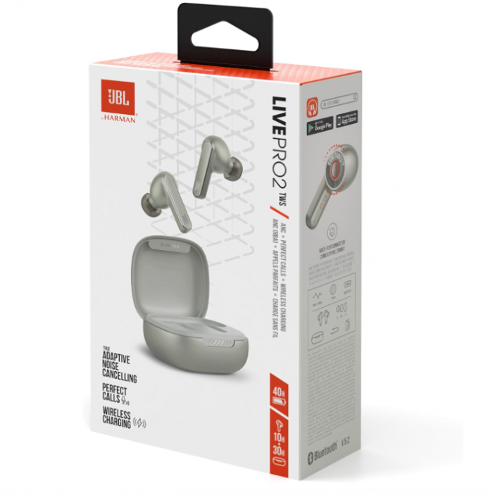 Casti fara fir in-ear JBL Live Pro 2 TWS, True Wireless, Noise Cancelling, IPX5, Silver [8]