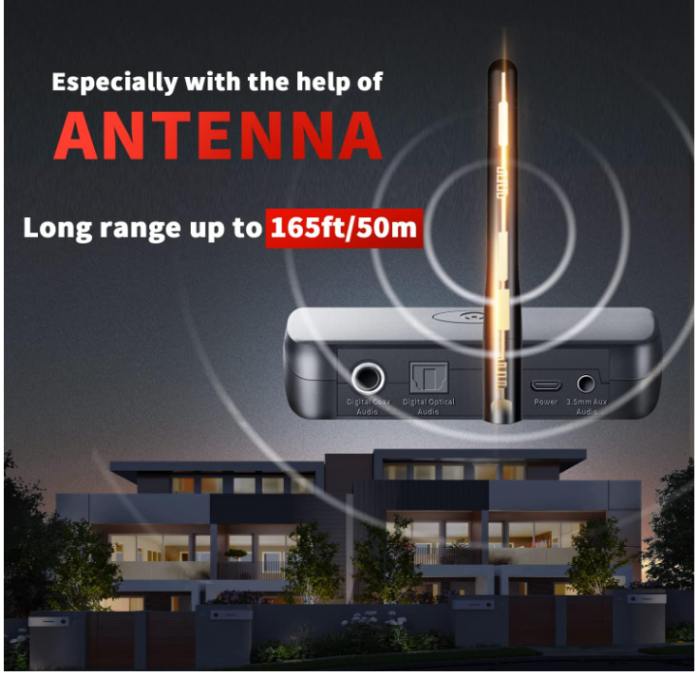 Căști fără fir Makemate BKM200 pentru TV cu transmițător optic Bluetooth, negru [9]