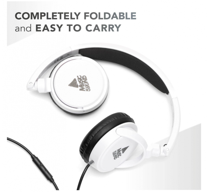 Căști on-ear Music Sound, mufă de 3.5 mm, cablu anti-încurcare de 1.2 m, alb [6]