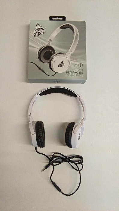 Căști on-ear Music Sound, mufă de 3.5 mm, cablu anti-încurcare de 1.2 m, alb [2]