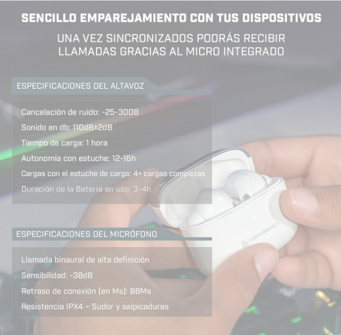 Casti Wireless Anuki Bluetooth Fara fir, Earbuds cu control touch [3]