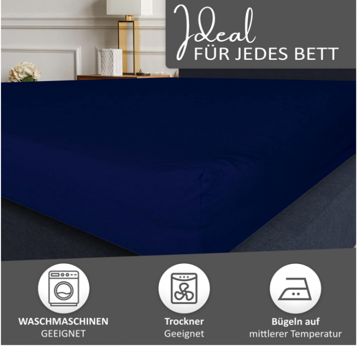 Cearceaf de pat Leonado Vicenti Classic 100% bumbac, albastru inchis, 140x200 cm - 160x200 cm [5]