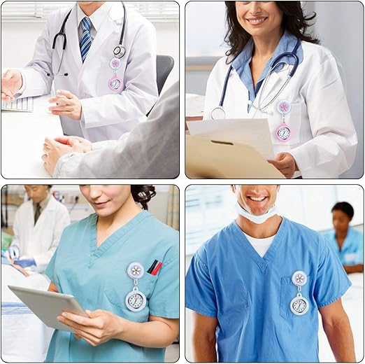 Ceas de buzunar cu rever Vicloon cu husă din silicon pentru medici, paramedici, asistente [7]