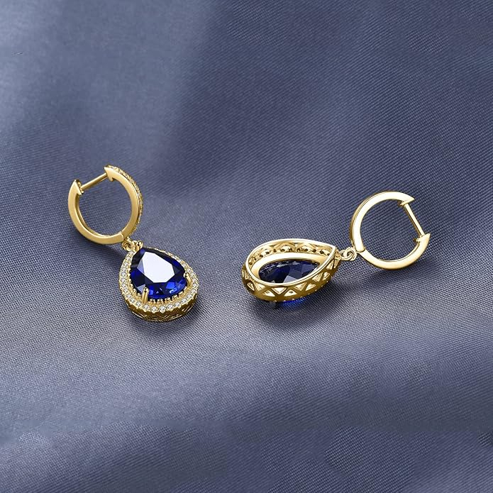 Cercei lungi suspendați pentru femei JewelryPalace, 925 Silver, albastru/auriu [4]