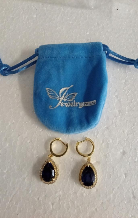 Cercei lungi suspendați pentru femei JewelryPalace, 925 Silver, albastru/auriu [2]