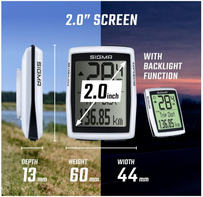 Ciclocomputer SIGMA SPORT BC 12.0 WL, alb [6]