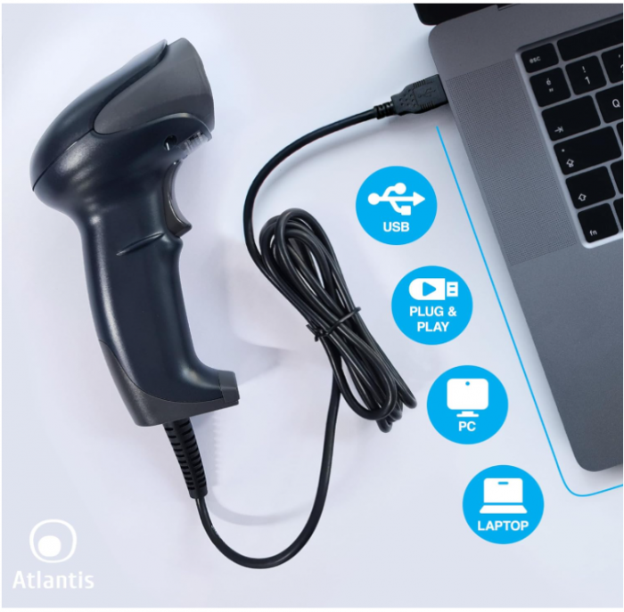 Cititor coduri de bare cu laser Atlantis A08-LS1500, 100 scanări/sec, USB [6]