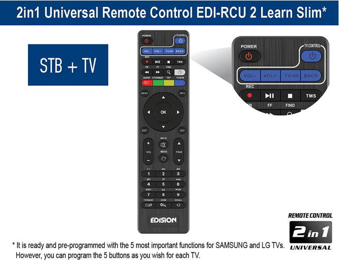 Cititor de carduri H.265/HEVC USB ,receptor satelit EDISION Piccollino DVB-S2 Full HD - NEGRU [5]