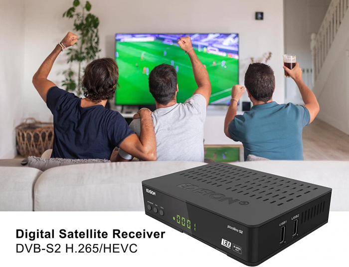 Cititor de carduri H.265/HEVC USB ,receptor satelit EDISION Piccollino DVB-S2 Full HD - NEGRU [2]