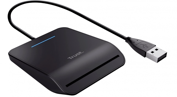 Cititor de carduri inteligent Trust Primo, Smartcard Reader, DNI, FIPS 201, FIPS TAA și ISO 7816 Clasa A, B, C conform, cablu de 100 cm, USB Plug & Play, negru [7]