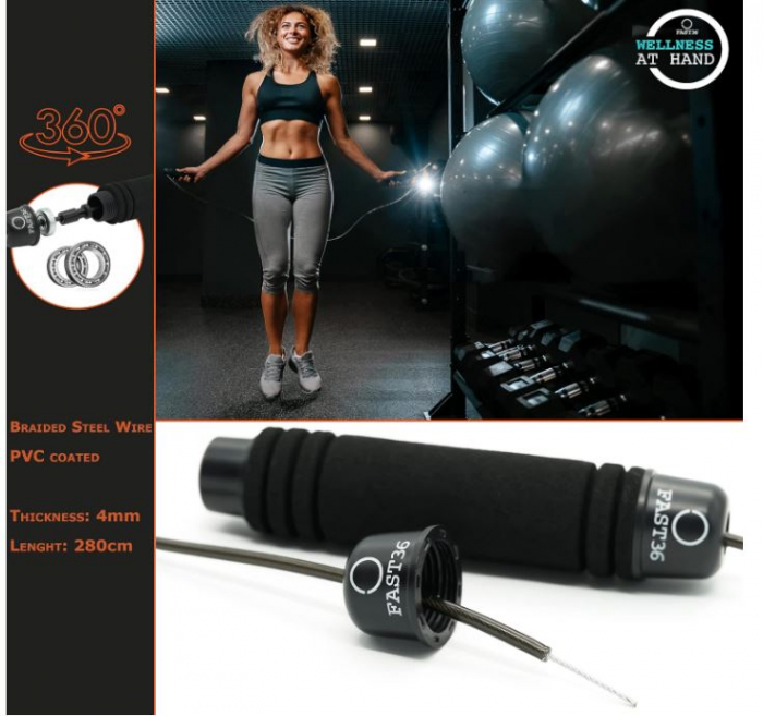 Coarda de sarit FAST36 pentru adulti, neagra [5]