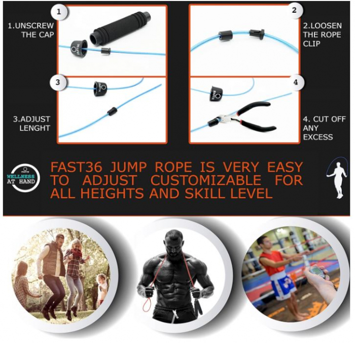 Coarda de sarit FAST36 pentru adulti, neagra [8]