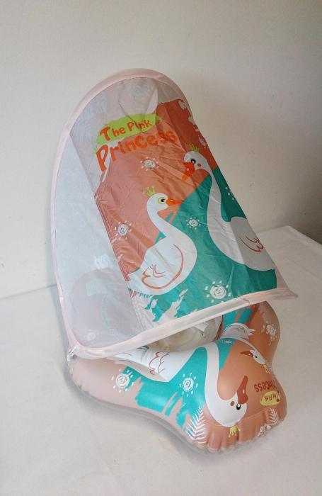 Colac de înot pentru bebeluși cu parasolar detașabil VEEKAY, pentru copii intre 3-36 luni, roz [3]