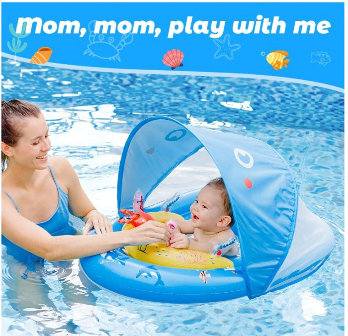 Colac de inot pentru bebelusi LAYCOL, cu baldachin, UPF50+, 6-36 de luni [10]