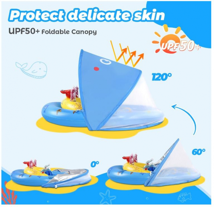 Colac de inot pentru bebelusi LAYCOL, cu baldachin, UPF50+, 6-36 de luni [9]