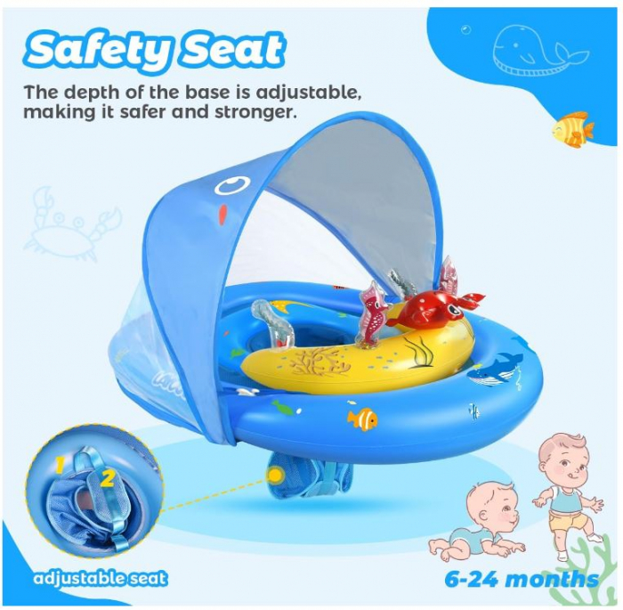 Colac de inot pentru bebelusi LAYCOL, cu baldachin, UPF50+, 6-36 de luni [12]