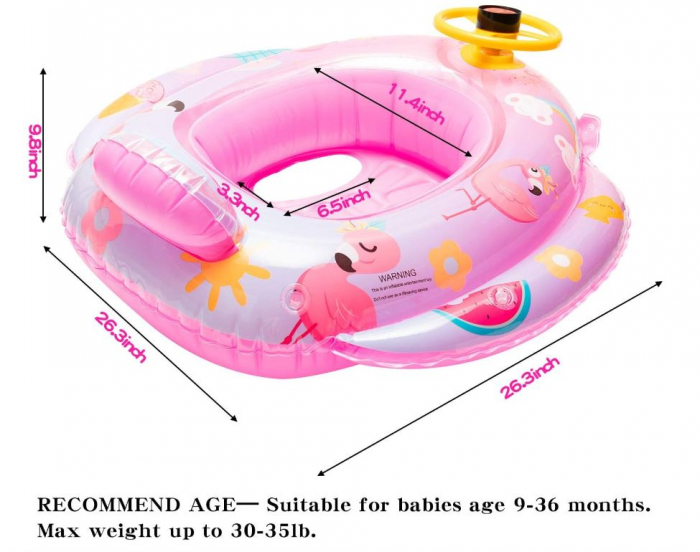 Colac de înot pentru bebeluși, model de flamingo [9]