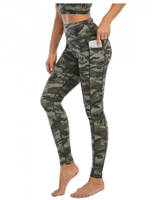 Colanti cu talie inalta pentru femei XJHKG, verde army, S [4]