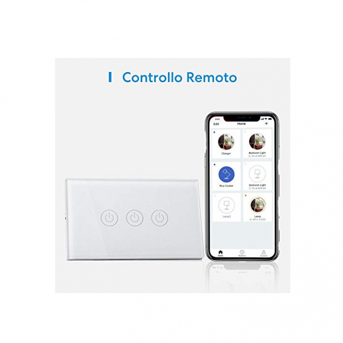 Comutator WiFi Meross Home, intrerupator inteligent, Panou LED tactil, electric, temporizator, compatibil cu Alexa, Google Home - RESIGILAT [6]