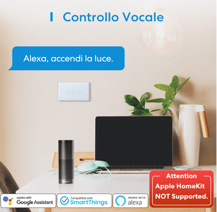 Comutator WiFi Meross Home, intrerupator inteligent, Panou LED tactil, electric, temporizator, compatibil cu Alexa, Google Home - RESIGILAT [5]