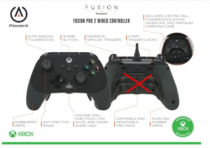 Controller cu fir PowerA FUSION Pro 2 pentru Xbox Series X/S, Xbox One și Windows, Negru/Alb [8]
