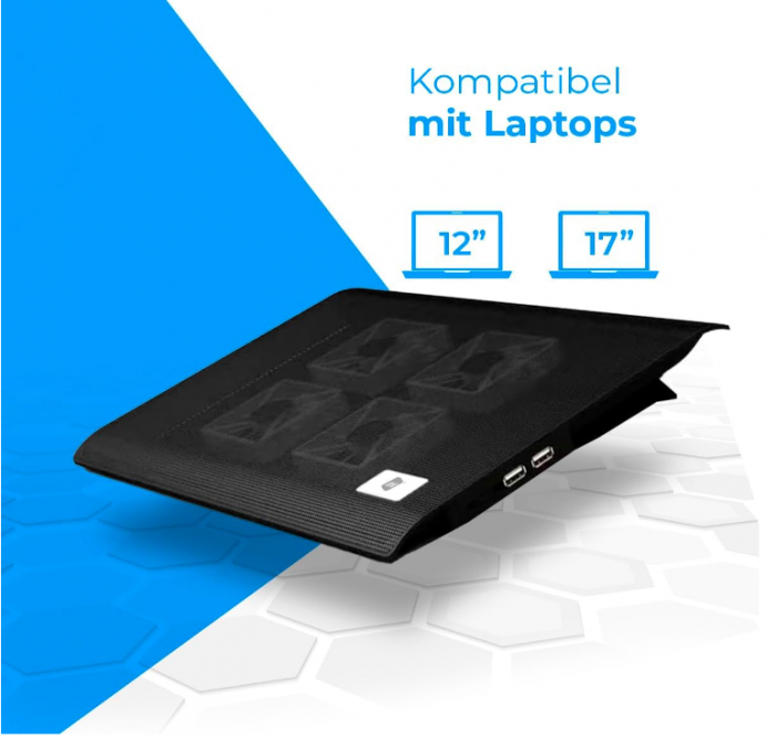 Cooler portabil pentru laptop NK, 12-17 inch, 4 ventilatoare, 2 porturi USB [7]