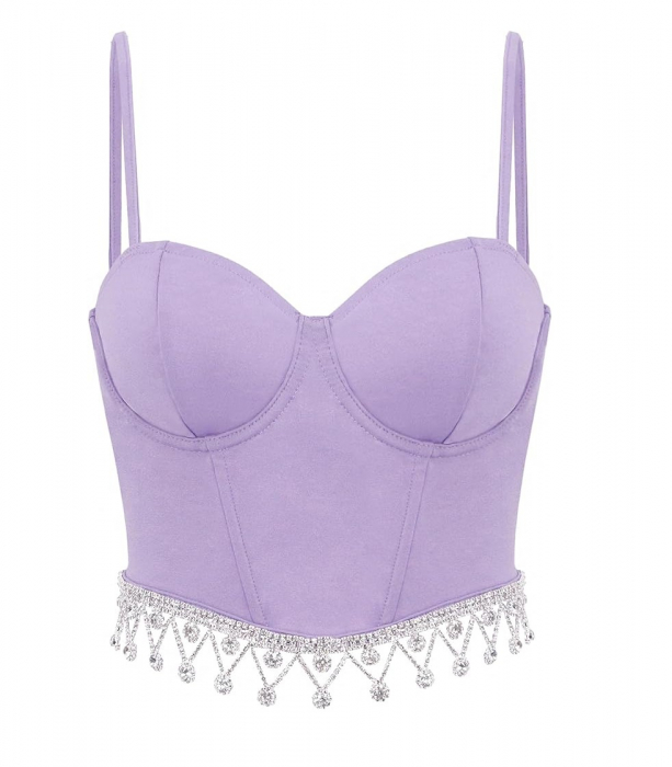 Corset cu strasuri pentru femei Naimo, sexy, cu bretele, violet, M [1]