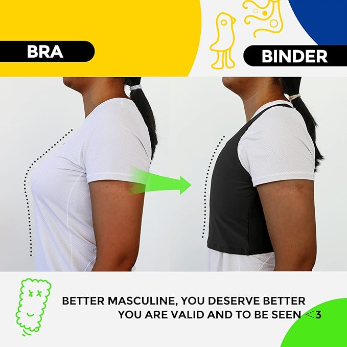 Corset transgender Wonababi Chest Binder, cu fermoar central, negru, XXL [6]