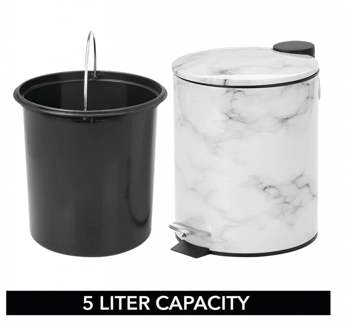 Coș de gunoi mDesign, metalic, 5 litri, cu capac cu pedală, pentru baie, bucătărie și birou [6]