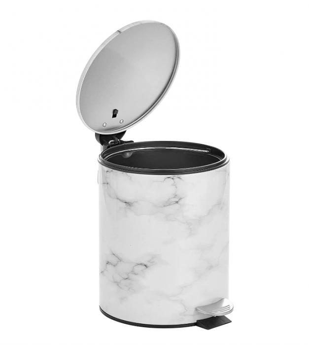 Coș de gunoi mDesign, metalic, 5 litri, cu capac cu pedală, pentru baie, bucătărie și birou [7]