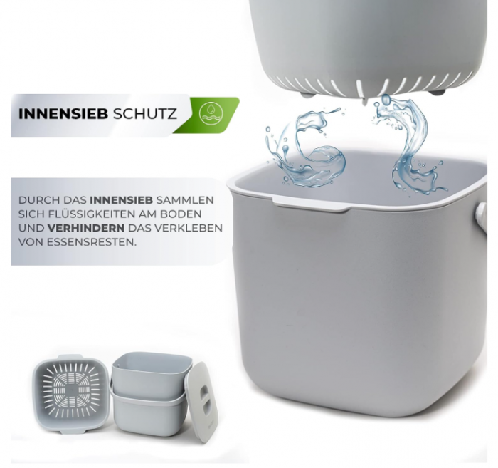 Coș de gunoi YourCasa pentru colectarea deșeurile din bucătărie 7L, gri [4]