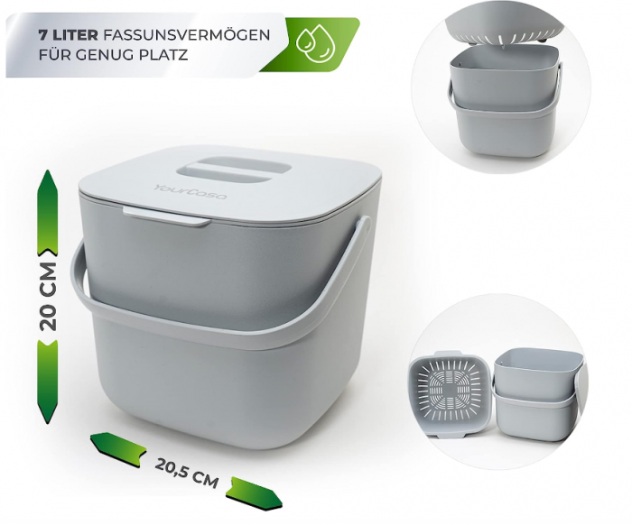 Coș de gunoi YourCasa pentru colectarea deșeurile din bucătărie 7L, gri [6]