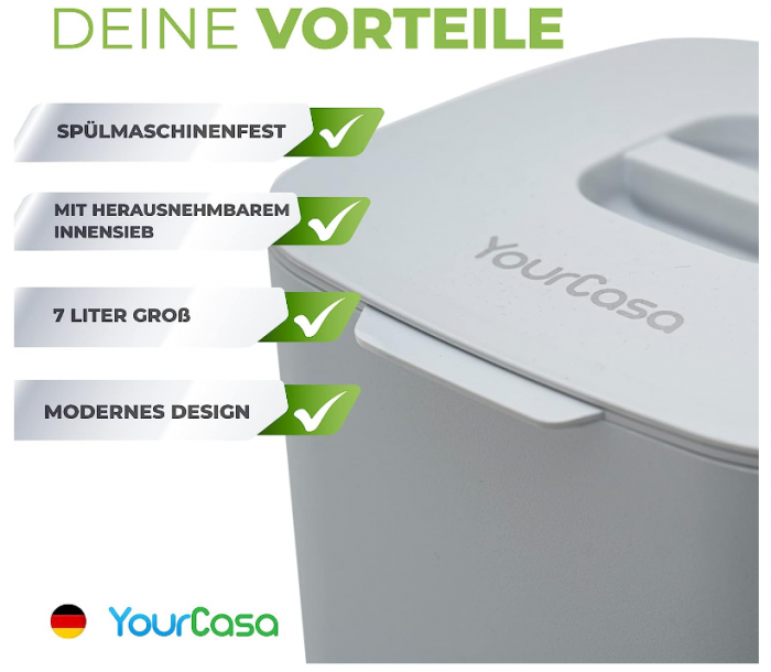 Coș de gunoi YourCasa pentru colectarea deșeurile din bucătărie 7L, gri [5]