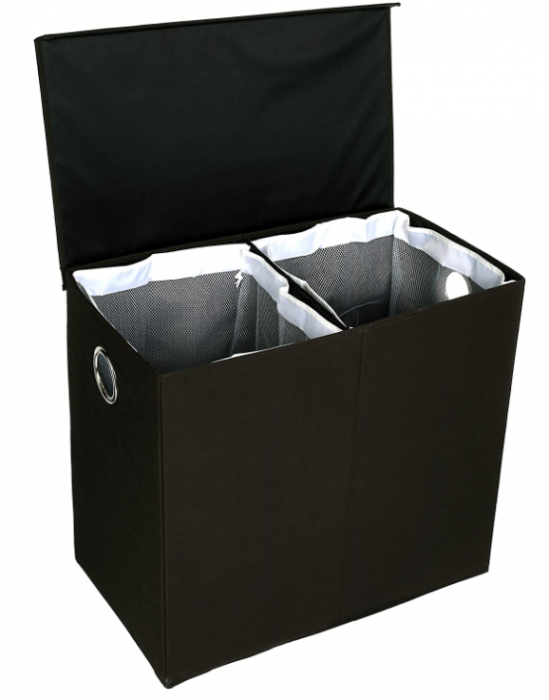 Cos de rufe pliabil Amazon Basics cu capac magnetic, negru [5]