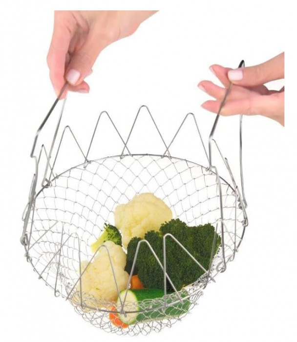 Coș din sârmă pentru salată Mali's 10591 pentru clătire, pliabil, oțel inoxidabil [7]