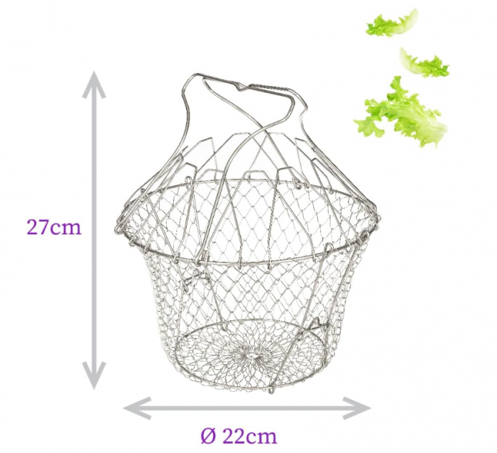 Coș din sârmă pentru salată Mali's 10591 pentru clătire, pliabil, oțel inoxidabil [9]