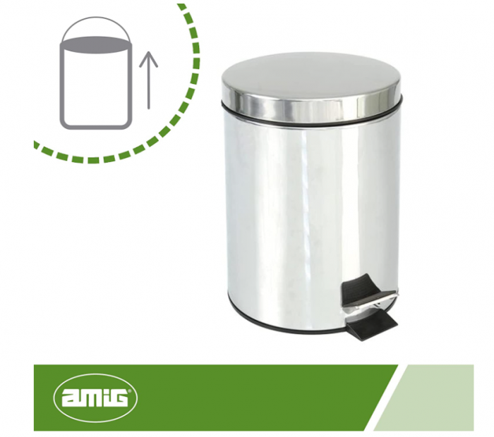 Cos gunoi rotund cu pedala FRIEND, oțel inoxidabil, 5L [4]