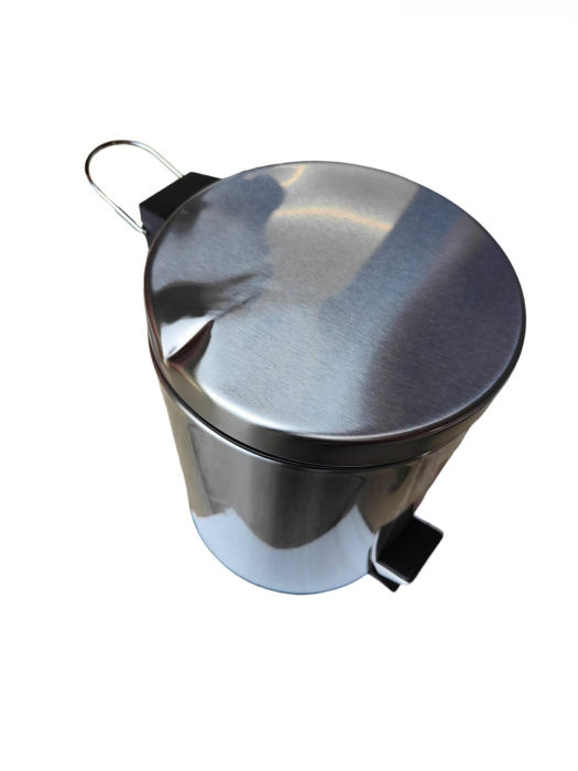 Cos gunoi rotund cu pedala FRIEND, oțel inoxidabil, 5L [2]