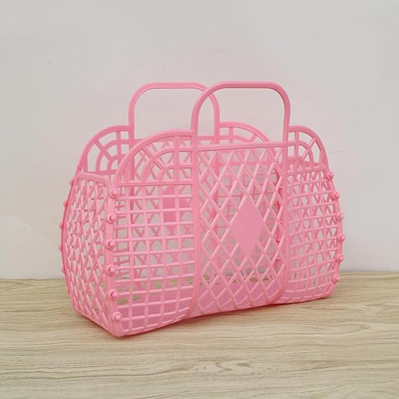 Coș tip poșetă Altsuceser pentru Paști, nunta, palja, petreceri, Roz [7]