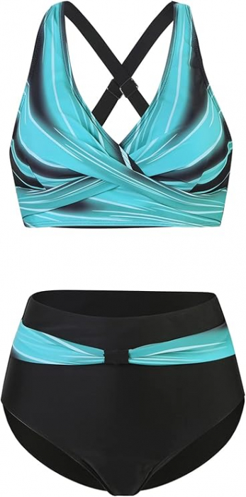 Costum de baie din 2 piese pentru femei Adigaber, negru/albastru, marime L [2]