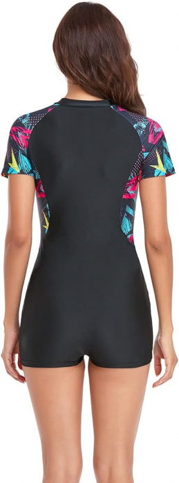 Costum de baie dintr-o bucată pentru damă BEACHKINI, cu mânecă scurtă, cu fermoar, XL [3]